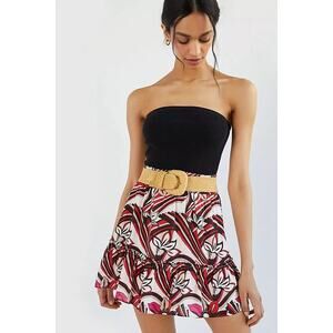 Anthropologie Womens Floral Mini Skirt Size Small Tiered Ruffle Hem Girly Retro